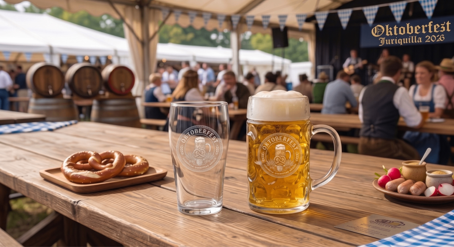 Experiencia de mesa y cerveza en el festival